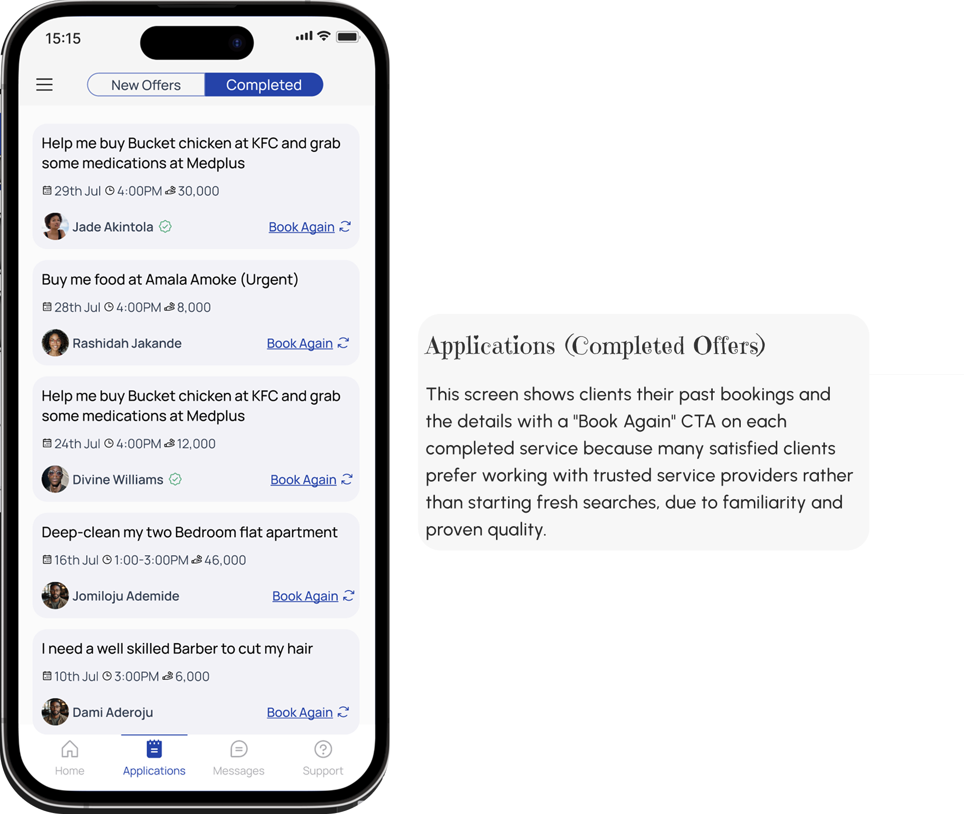 Hustle app applications completed offers screen